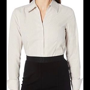 Calvin Klein non iron  beige and white stripped